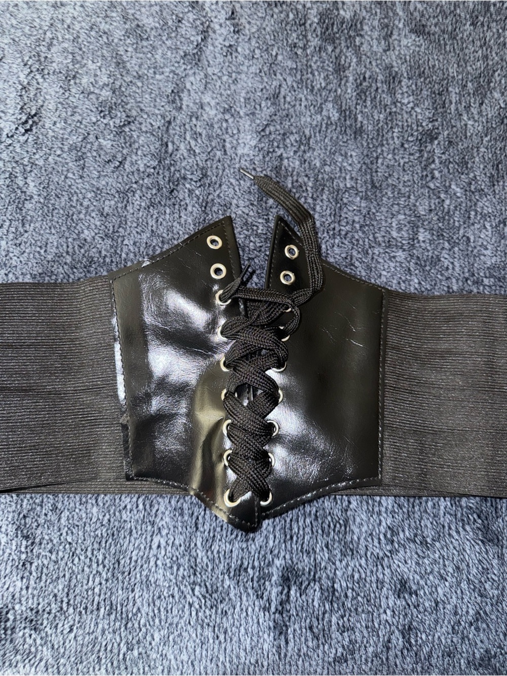 Black Lace-Up Elastic Waist Corset Belt